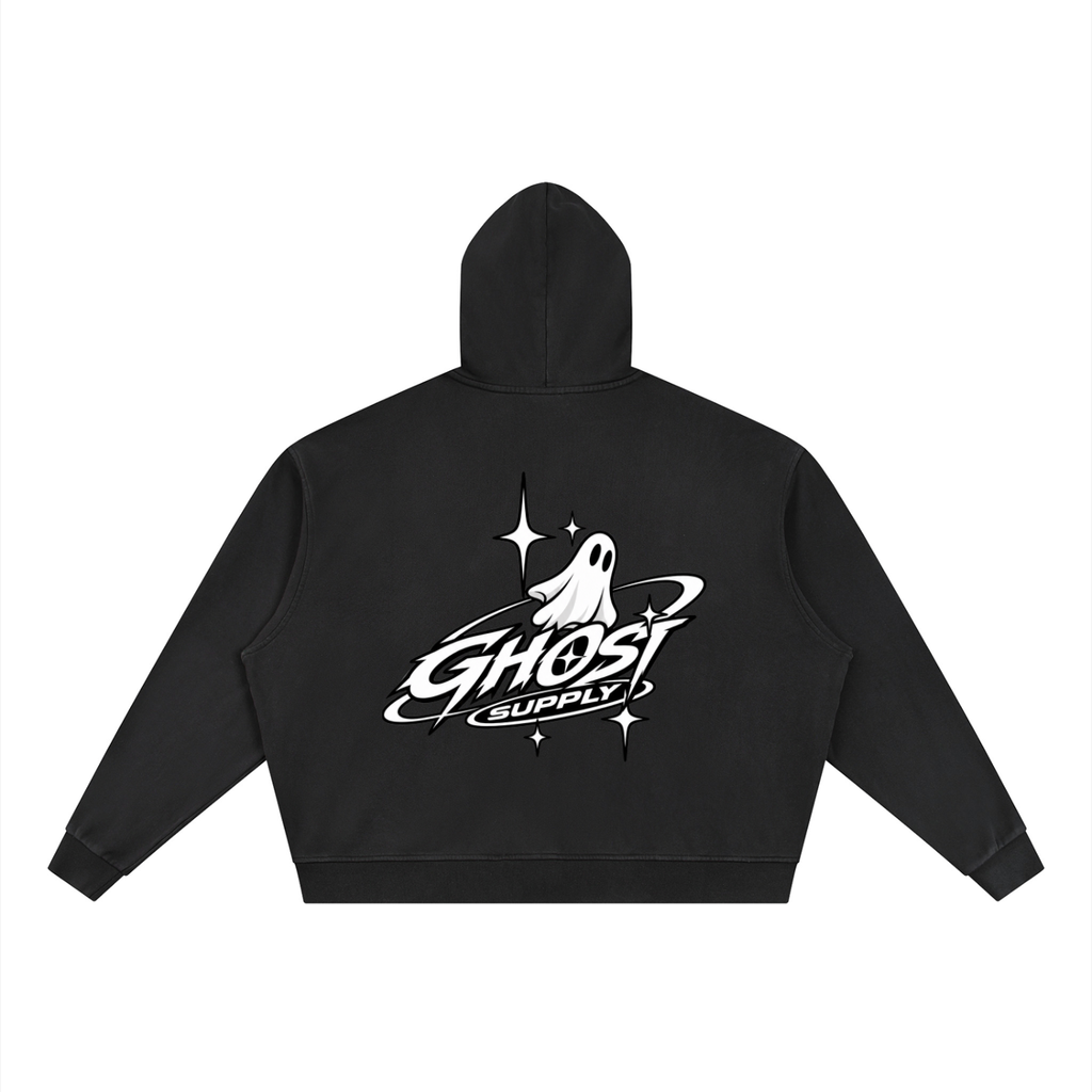 Unisex Vintage Wash Full Zip Boxy Hoodie