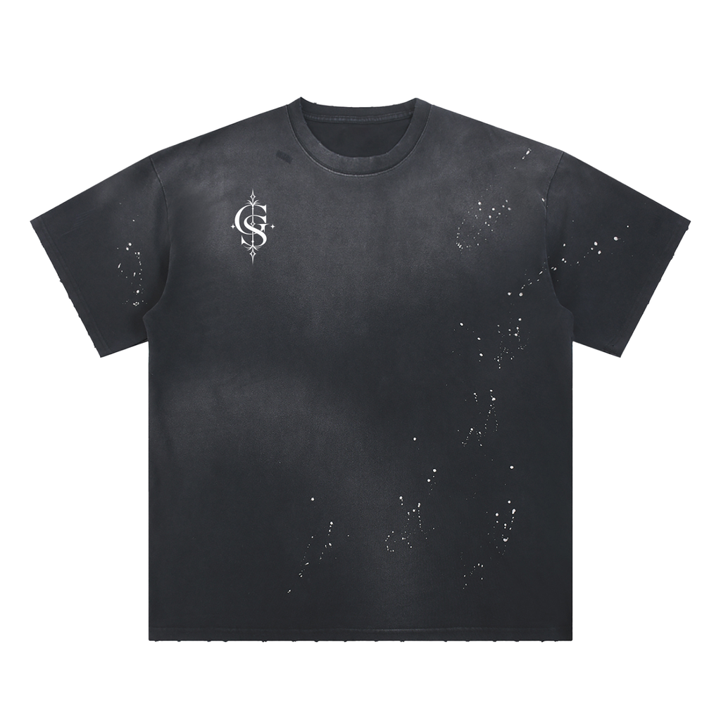 Hand-Frayed Sunfade Paint Splatter T-Shirt