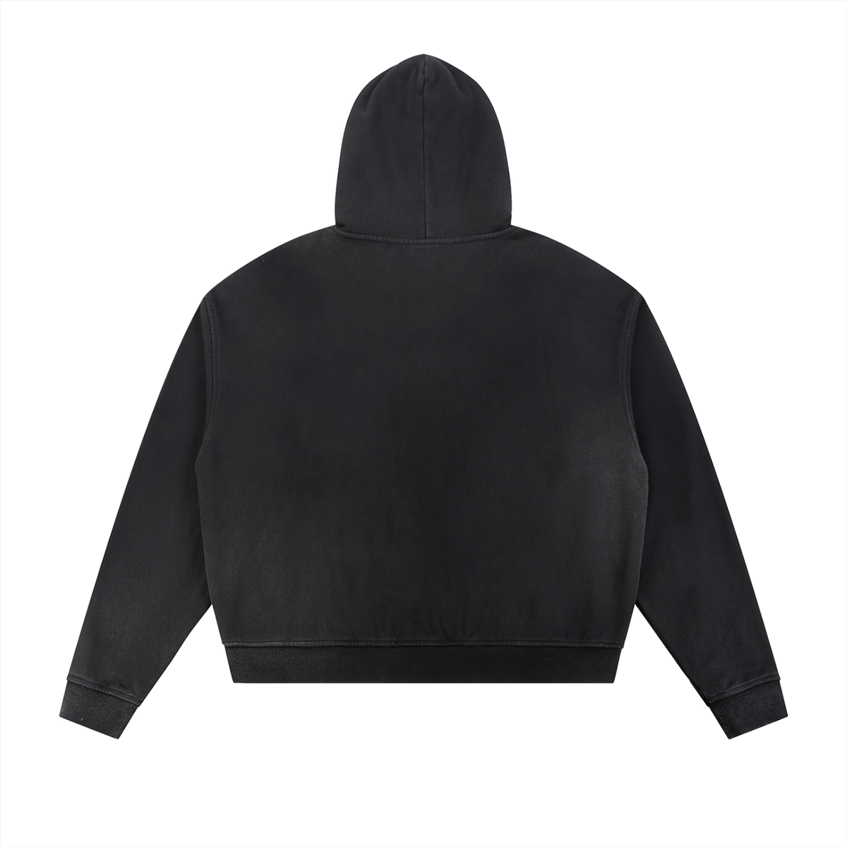 Sun Fade Frayed Raw Edge Fleece Zip Hoodie