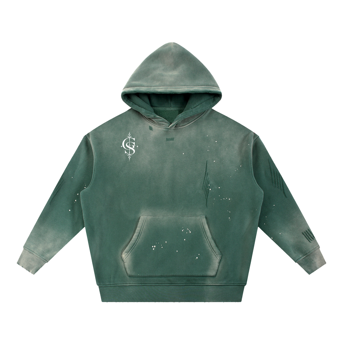Vintage Washed Frayed Fleece Hoodie
