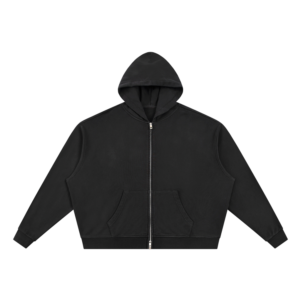 Unisex Vintage Wash Full Zip Boxy Hoodie