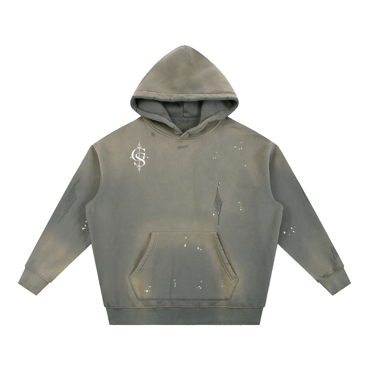Vintage Washed Frayed Fleece Hoodie