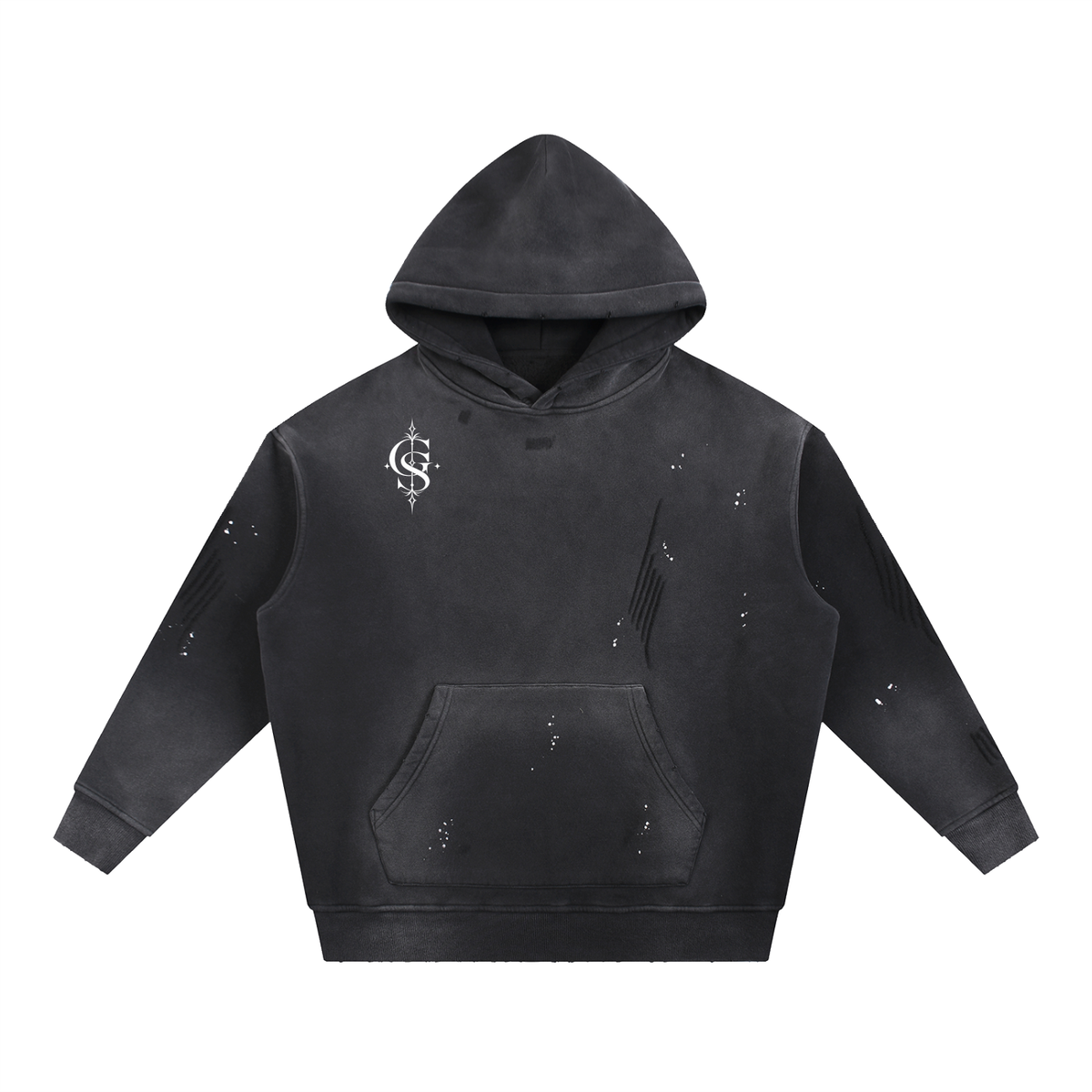 Vintage Washed Frayed Fleece Hoodie
